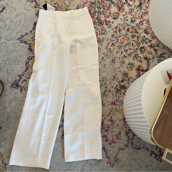 NWT Aritzia Wilfred Evelyn Pant in White Size 6 High Rise Wide Leg Pants